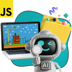 Язык программирования JavaScript + AI. Проектное обучение + геймификация + AI-помощники - КИБЕРшкола программирования для детей, компьютерные курсы для школьников, начинающих и подростков - KIBERone г. Чайковский